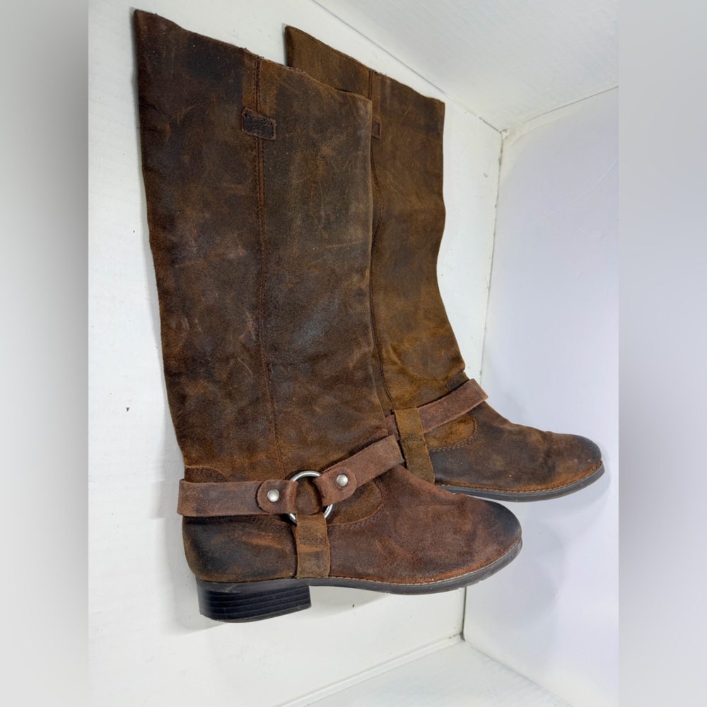 Dolce Vita Oiled Suede Leather Harness  Knee-High Riding Boots Women size 8 1/2